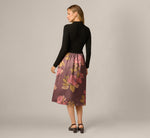 Long Sleeve Floral Satin Amelia Midi Dress In Mocha Multi 5