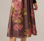 Long Sleeve Floral Satin Amelia Midi Dress In Mocha Multi 3