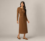 Long Sleeve Everyday Midi Sweater Dress In Dark Taupe 3