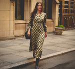Long Sleeve Plaid Sophia Tiered Maxi Dress In Olive Multi 1