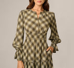 Long Sleeve Plaid Sophia Tiered Maxi Dress In Olive Multi 3
