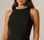 Halter Pearl Neck Dress In Black 4