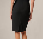 Short Sleeve Contrast Tipped Tie Front Sheath Dress In Black 4
