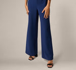 Bell Sleeve Crepe Surplice Jumpsuit In Navy Sateen 3