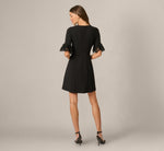 Lace Bell Sleeve Short Gored Dress In Black 5