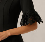 Lace Bell Sleeve Short Gored Dress In Black 3