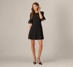 Lace Bell Sleeve Short Gored Dress In Black 1