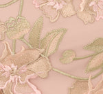 Short Sleeve Floral Embroidered Gown With Ribbon Tie Waist In Blush Nude Multi 6