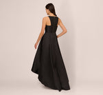 High Low Mikado Gown With Asymmetrical Detail In Black 5