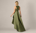 High Low Mikado Gown With Asymmetrical Detail In Jungle Olive 5