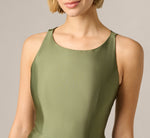 High Low Mikado Gown With Asymmetrical Detail In Jungle Olive 3