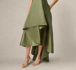 High Low Mikado Gown With Asymmetrical Detail In Jungle Olive 4