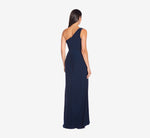 One Shoulder Dress With Draped Waist Detail In Midnight 5