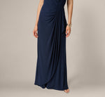 One Shoulder Dress With Draped Waist Detail In Midnight 4