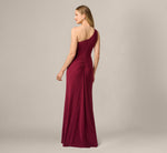 One Shoulder Dress With Draped Waist Detail In Red Wine 5