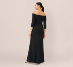 Off The Shoulder Dress With Cascading Ruffle Detail In Black 3