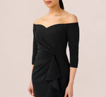 Off The Shoulder Dress With Cascading Ruffle Detail In Black 2