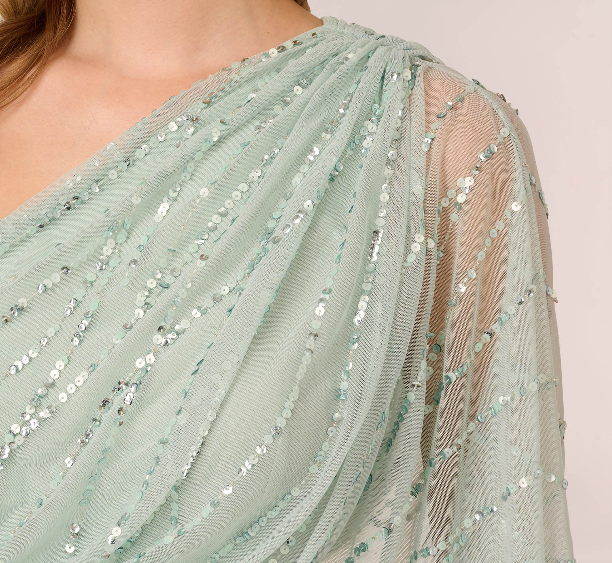 adrianna papell sequin one shoulder illusion sleeve blouson dress Amazon.com: Adrianna Papell Women's Long Beaded Dress