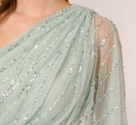 Draped One Shoulder Dress With Sequin Detail In Icy Sage 4
