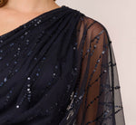 Draped One Shoulder Dress With Sequin Detail In Dusty Navy 4