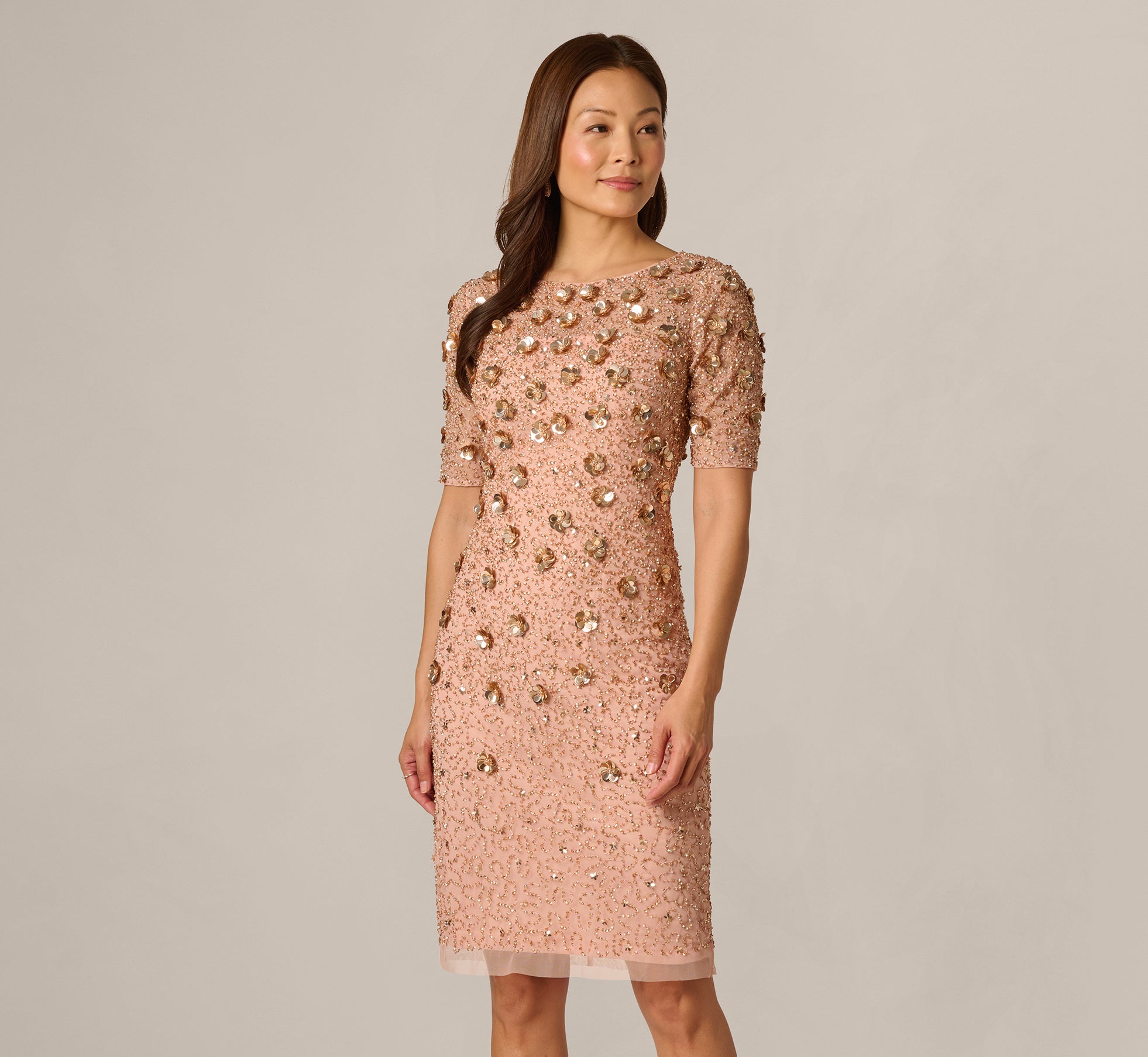 Pink Beaded Cocktail Dress - Adrianna Papell Pink Beaded Cocktail Dress - Adrianna Papell