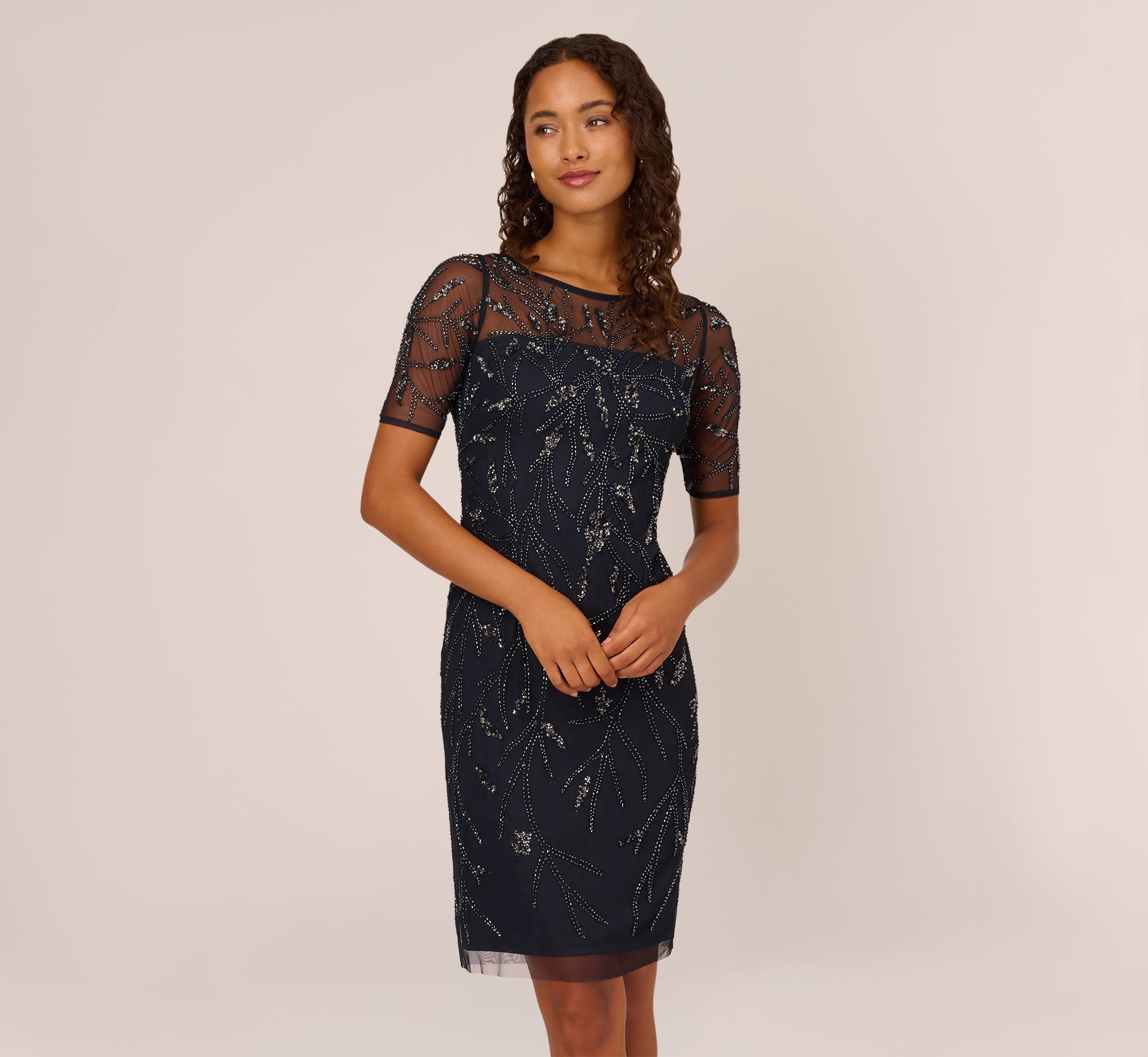 Hand-Beaded Cocktail Dress In Midnight-Midnight / Regular / 0 Hand-Beaded Cocktail Dress In Midnight-Midnight / Regular / 0