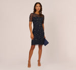 Hand-Beaded Cocktail Dress In Midnight 1