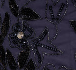 Hand Beaded Short Sleeve Floral Godet Gown In Smoky Peri 6