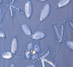 Plus Size Hand Beaded Short Sleeve Floral Godet Gown In French Blue 5