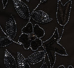 Hand Beaded Short Sleeve Floral Godet Gown In Black Gunmetal 6