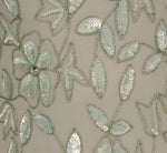 Plus Size Hand Beaded Short Sleeve Floral Godet Gown In Frosted Sage 6