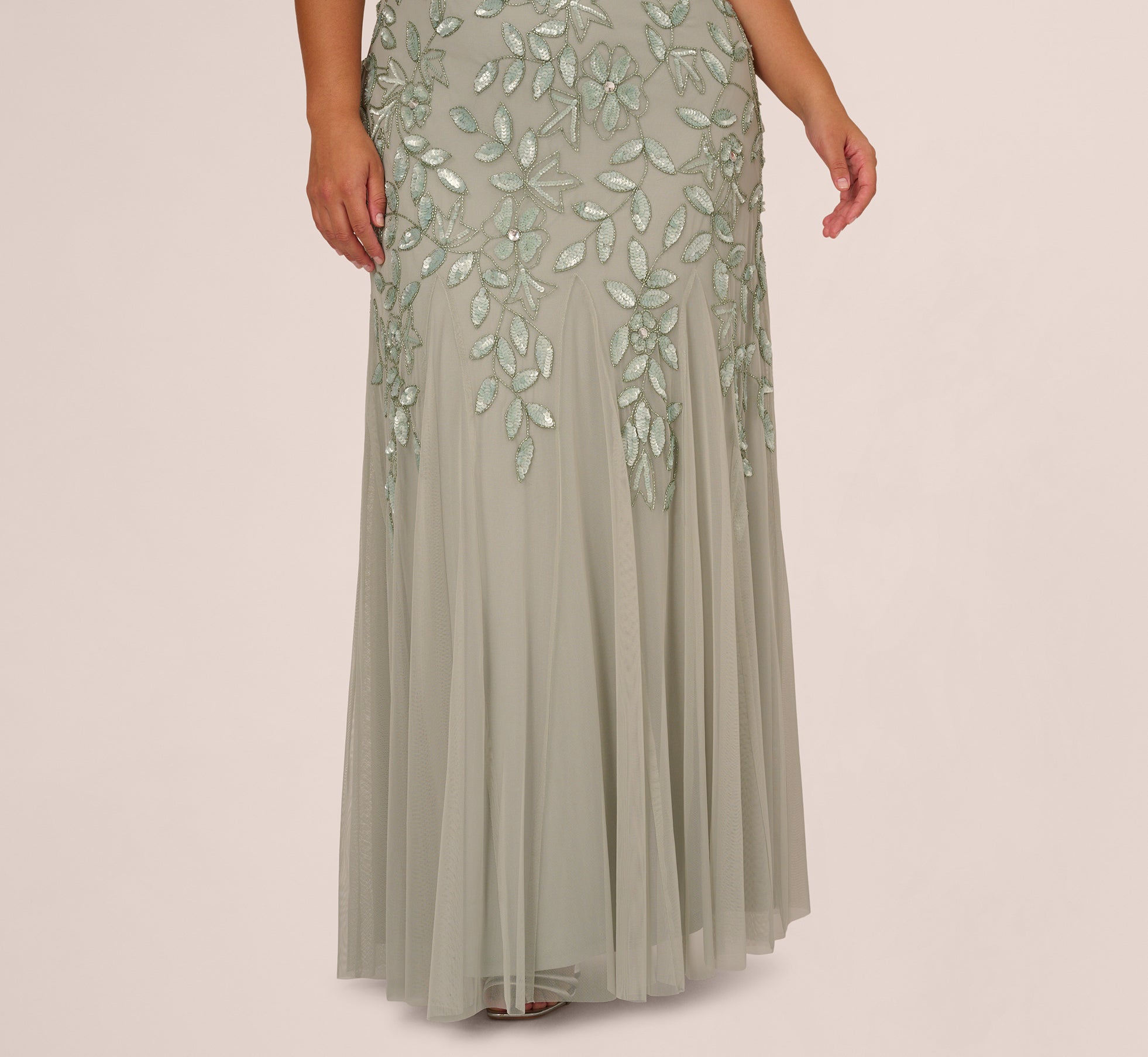 Strapless Short Chiffon Gonws with Sweetheart Sage Plus Size