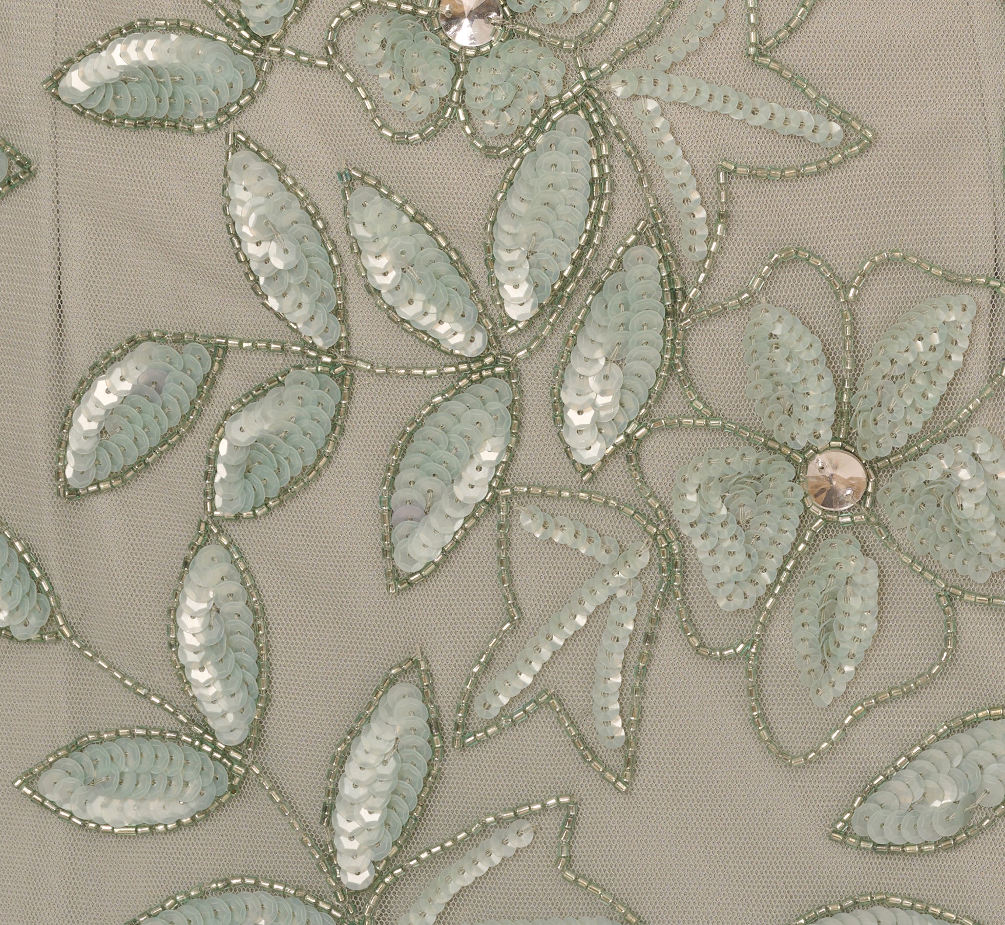 Green Hand Beaded Short Sleeve Floral Godet Gown - Adrianna Papell Green Hand Beaded Short Sleeve Floral Godet Gown - Adrianna Papell