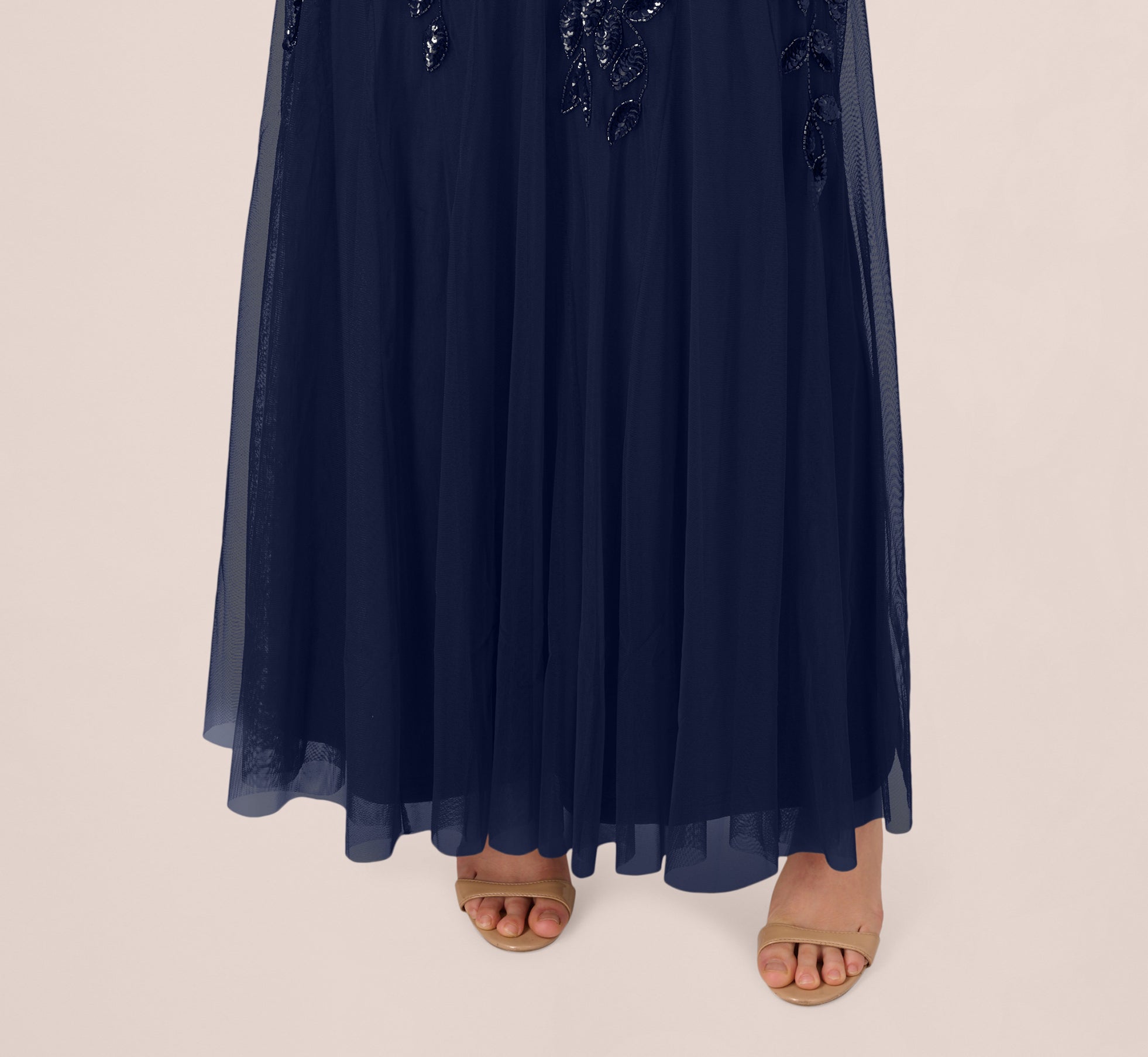 81261 Godet Short Sleeve Navy Dress