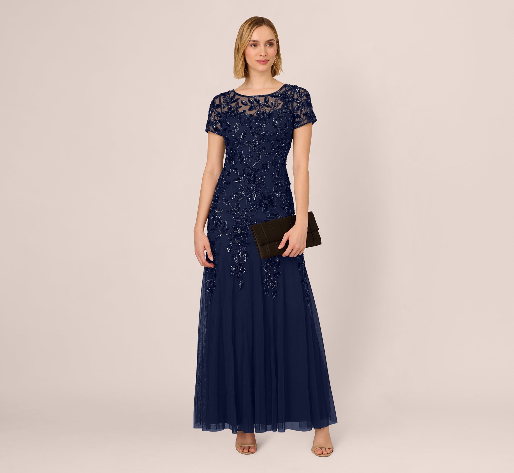Sparkly Mesh Dresses - Adrianna Papell Sparkly Mesh Dresses - Adrianna Papell