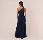 One Shoulder Chiffon Long Gown In Midnight 5