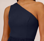 One Shoulder Chiffon Long Gown In Midnight 3