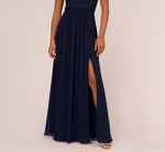 One Shoulder Chiffon Long Gown In Midnight 4