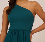 One Shoulder Chiffon Long Gown In Hunter 3