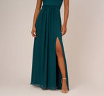 One Shoulder Chiffon Long Gown In Hunter 4