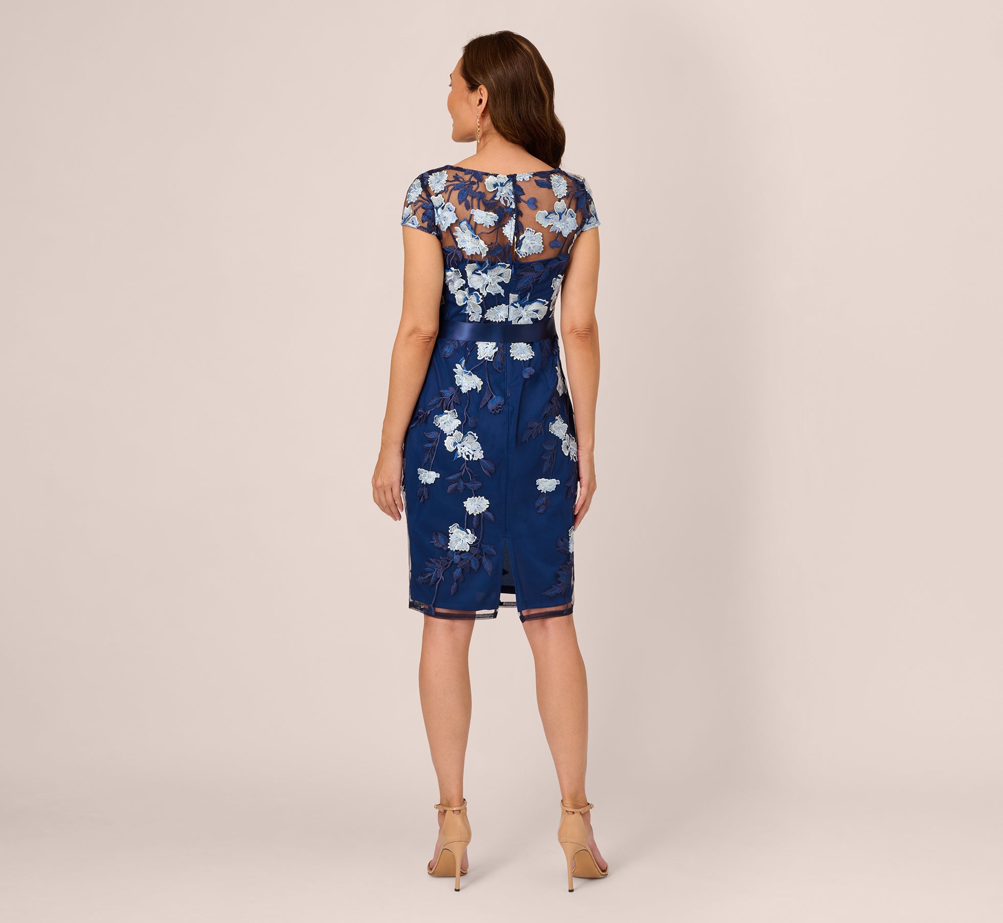 Embroidered Sheath Dress In Midnight Multi | Adrianna Papell