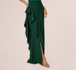 One-Shoulder Long Satin Crepe Mermaid Gown In Deep Forest 5