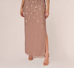 3D Floral Hand-Beaded One-Shoulder Long Column Gown In Stone 4