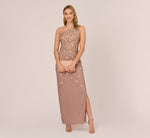 3D Floral Hand-Beaded One-Shoulder Long Column Gown In Stone 1