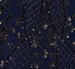 Sequin Beaded Gown With Sheer Cape Sleeves In Light Navy 6