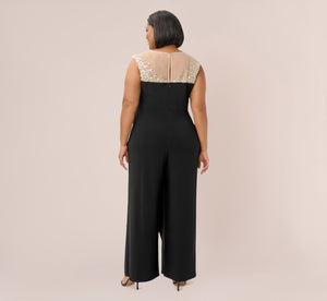 Plus Size Pearl Embellished Jersey Jumpsuit In Black