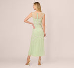 Beaded Ankle-Length Dress With Sheer Neckline In Aloe Mist Ivory 6