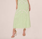 Beaded Ankle-Length Dress With Sheer Neckline In Aloe Mist Ivory 5