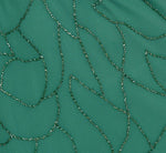 Beaded Blouson Mermaid Gown With Sheer Dolman Sleeves In Jungle Green 6