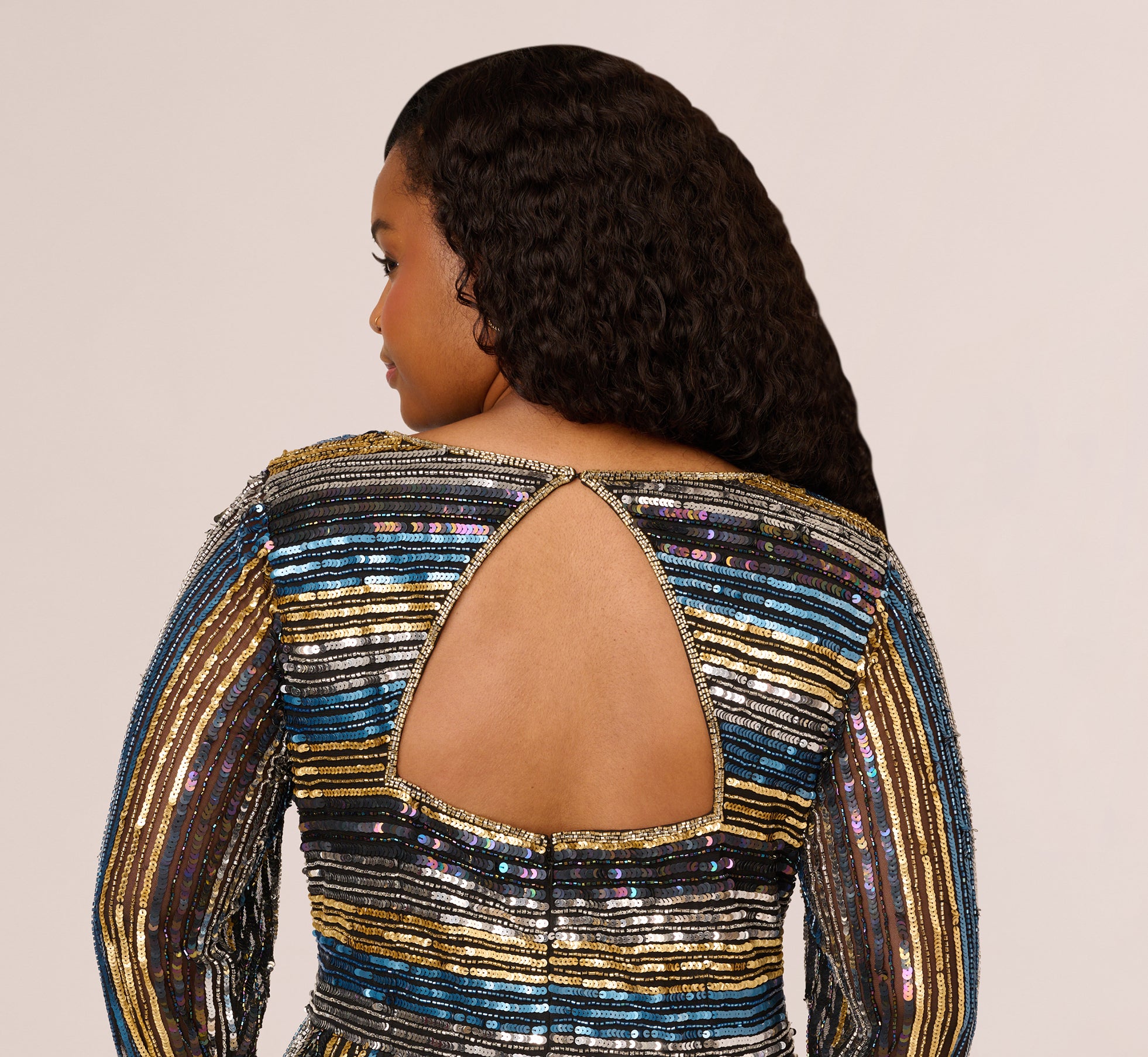 chinese dress ladies Paris Pleated Plus Size Sequin Gown by Kiyonna Clothing main image 1